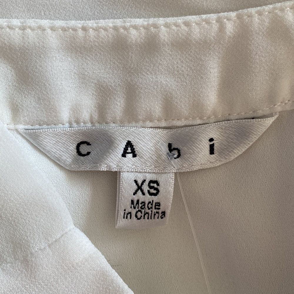 CAbi Allure Blouse Extra Small White Sheer Sleeves Underlining Layer - Picture 6 of 6